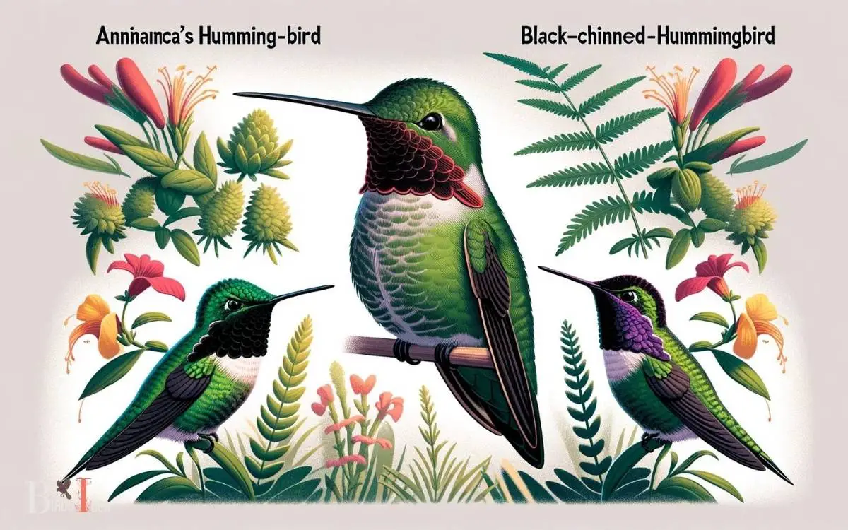 Annas Hummingbird Vs Black Chinned Hummingbird