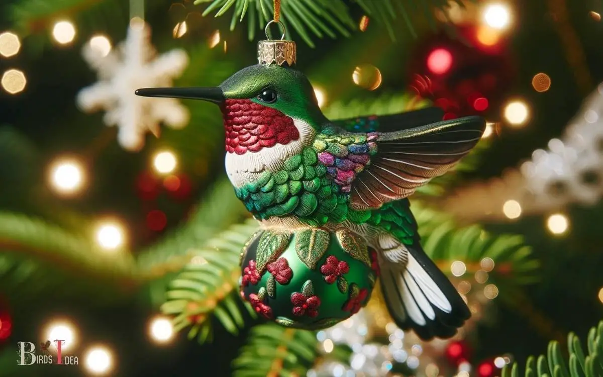 Ruby Throated Hummingbird Christmas Ornament