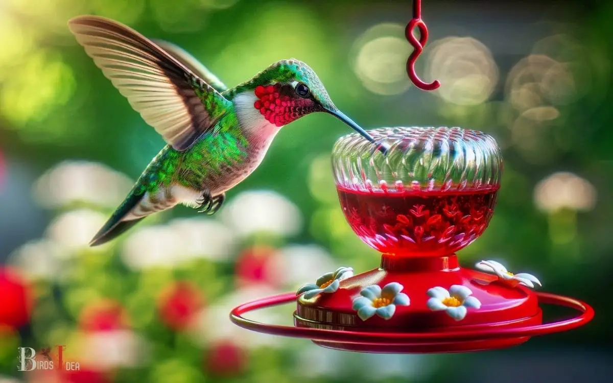 Ruby Throated Hummingbird at Feeder